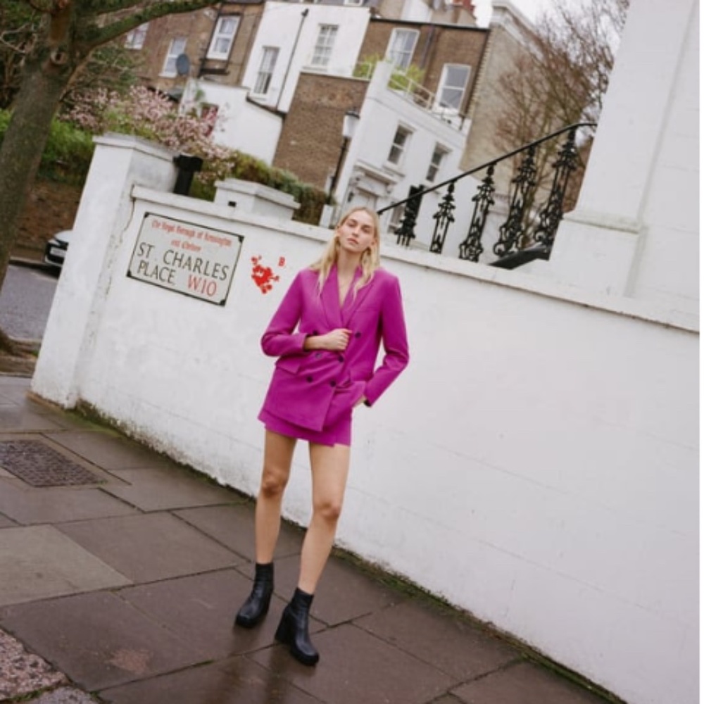Zara magenta oversized blazer